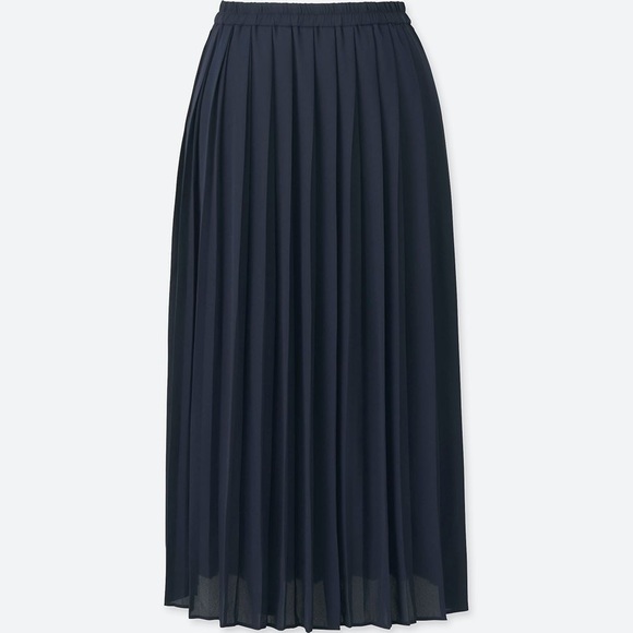 Uniqlo Chiffon Pleated Long Navy - Picture 1 of 4